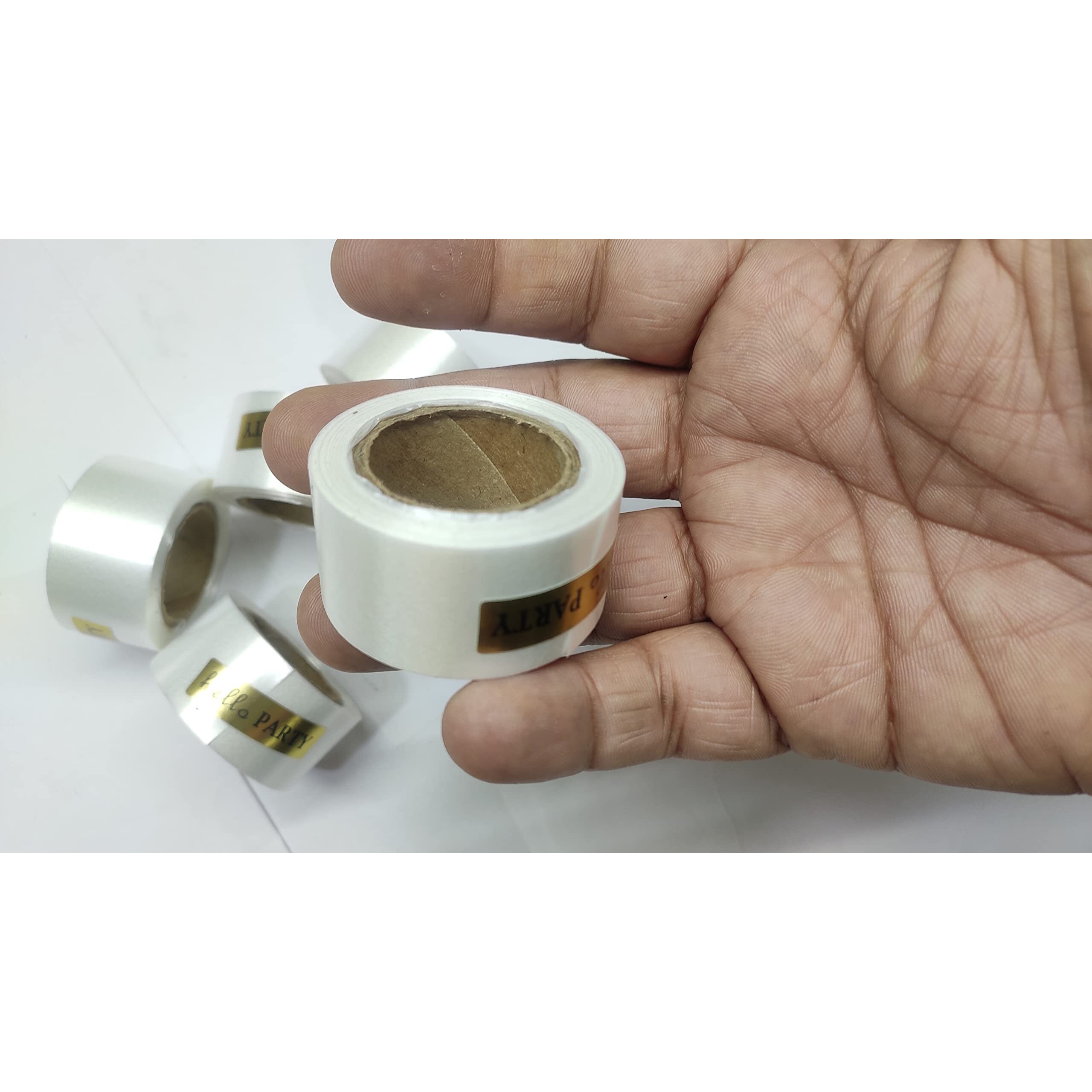 Omx 50 Mtr (10 Mtr In 1 Roll, Total 5 Rolls) Width - 25Mm, Curly Paper Ribbon For Parties Decorations,Invitation Card, Gift Wrapping, (White)