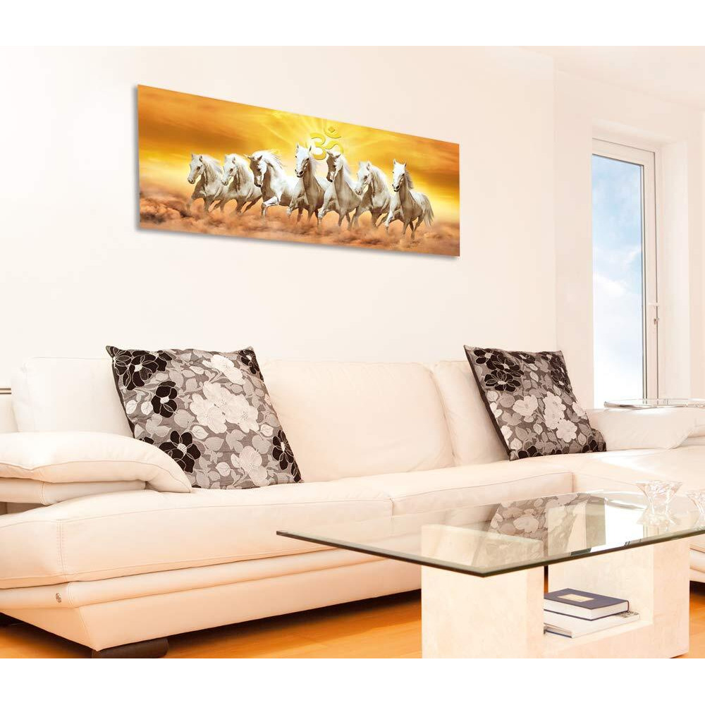 Walls And Murals Vaastu Paintings For Home - 7 Running Horses Vastu Wall Sticker (Large), 20" X 48"