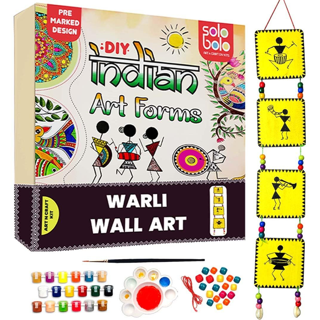 Solobolo Wall Decor For Living Room Warli Wall Hanging Art Kit | Great Home Living Room And Balcony Decor | Birthday Gift For Age 5 6 7 8 9 10 12 15