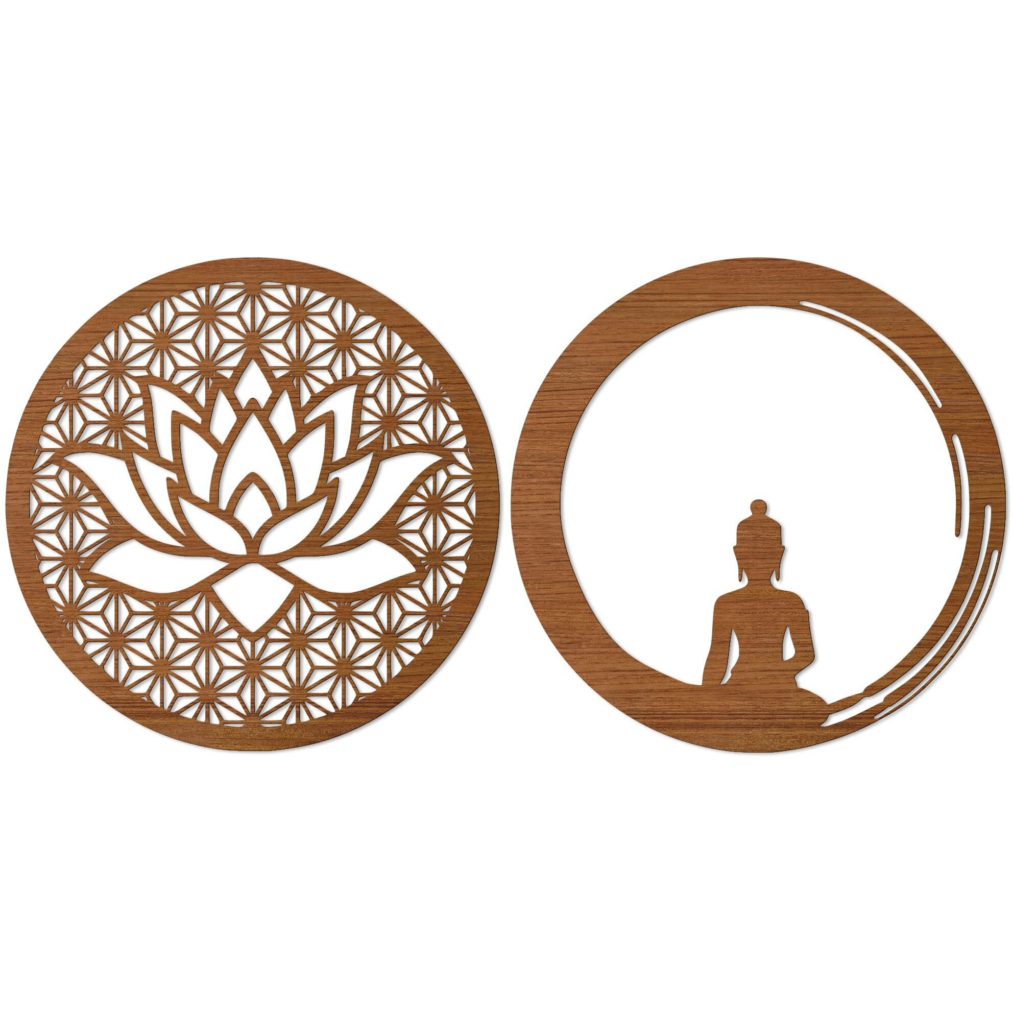Elk Lotus And Buddha Wall Decor Wooden Wall Sticker | Wall Hanging Decoratives | Home Decor Wall Art For Bedroom Living Room | Outdoor Decor Balcony Office | Gift