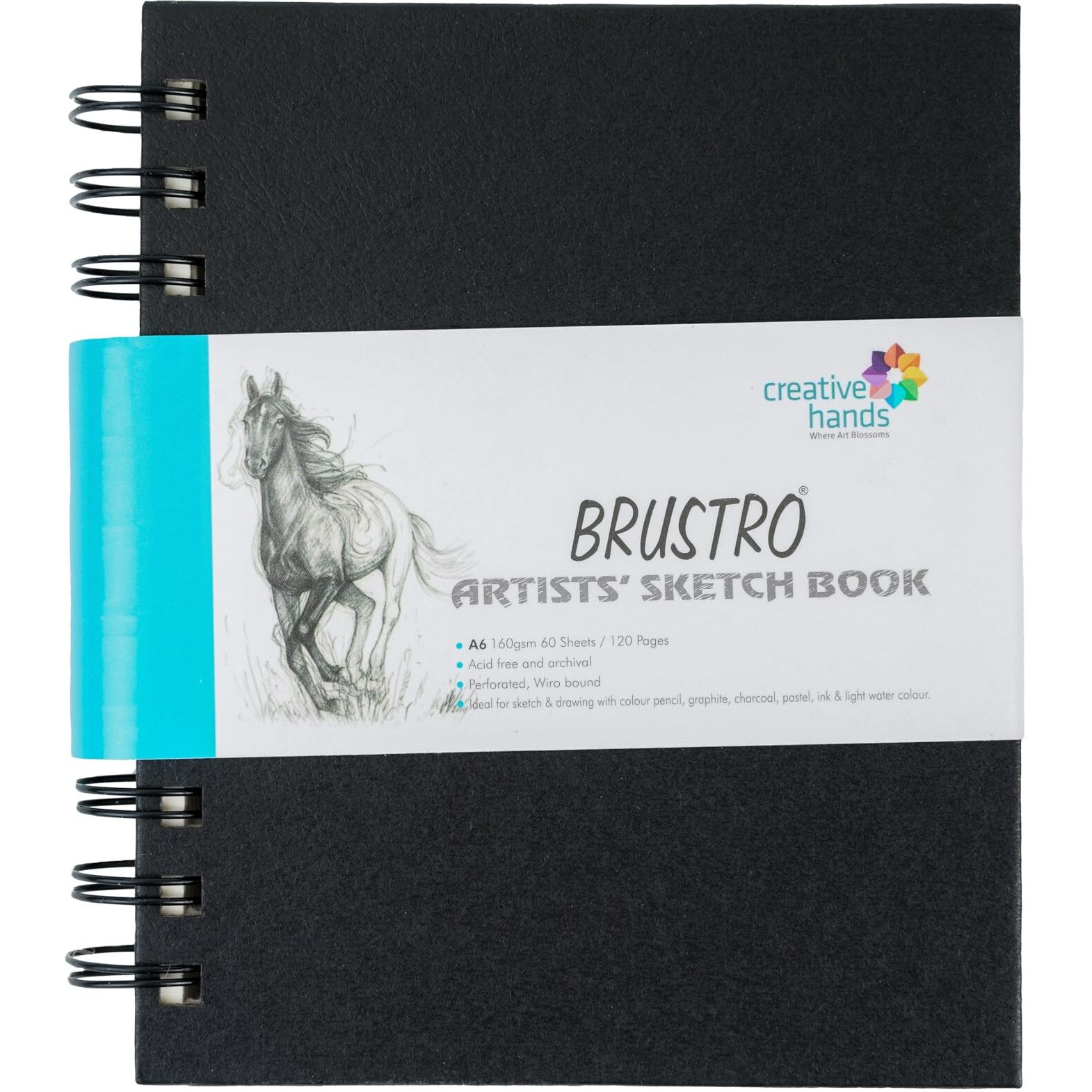Brustro Artist's Small Wiro Bound Sketch Book | A6 Size, 120 Pages, 160 Gsm | Ideal For Sketching, Shading, Drawing, Blending, Mandala, Fine Art, Portrait, Spiral, Professional, Fine Art Students.