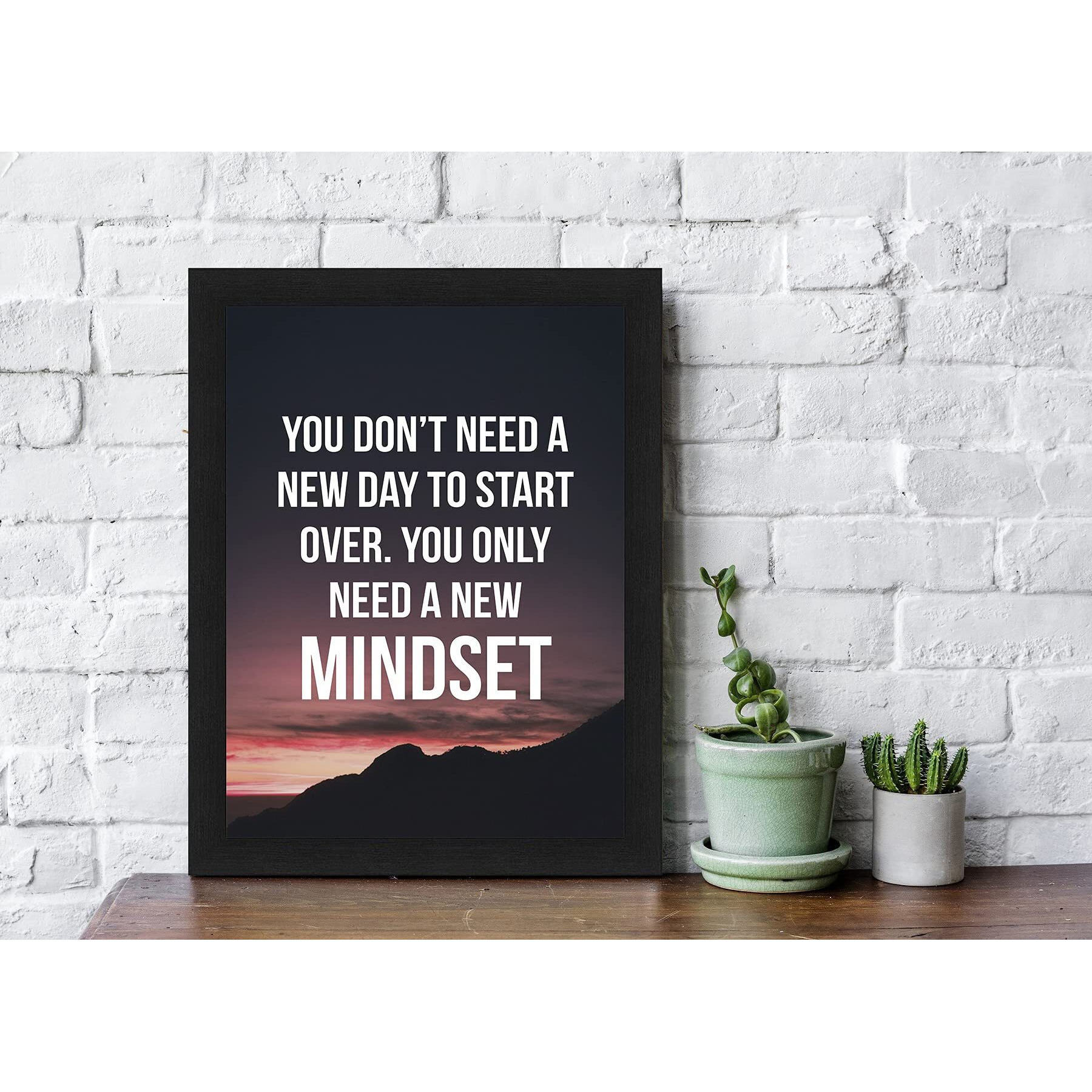 Interio Crafts Mindset Motivational Wall Framed Posters (Synthetic Wood,Black 13X10 Inches)