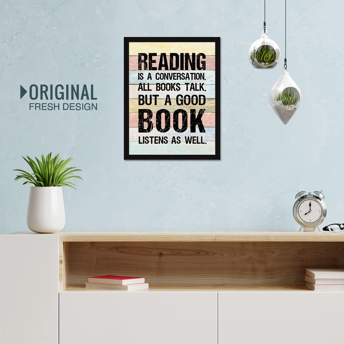 Chaka Chaundh - Book Quotes Wall Frames - Reading Quotes Frame - Book Quotes Poster - Book Wall Art Frame - (13.6 X 10.6 Inches) (Reading Is A Conversation - Vintage)