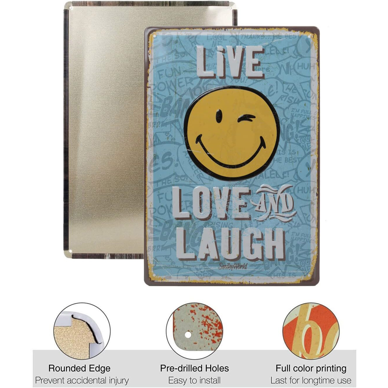 Store2508 Vintage Metal Tin Sign Poster  Live Love And Laugh 30X20 Cm