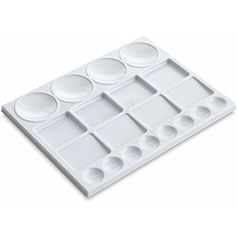 Brustro Rectangle 20 Well Plastic Palette - 32.5X25 Cm | Lightweight, Ideal For Oil, Acrylic, Watercolour Paints, Professional Art, Painting, Artists And Students.