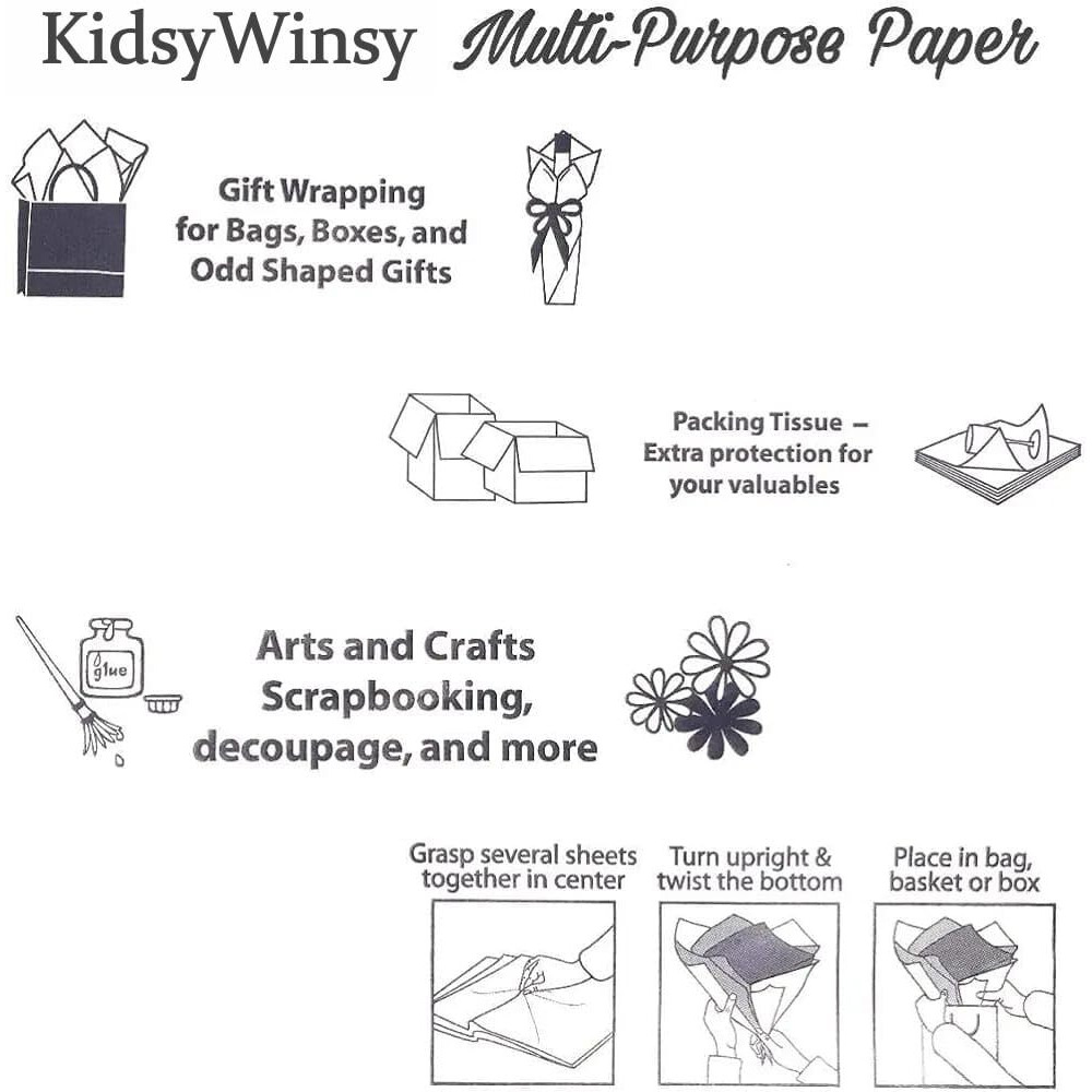 Kidsy Winsy New Year Tissue Wrapping Paper | 20 X 20 Inches, 20 Sheets | Gift Wrap Roll, Premium Holiday Paper Sheets, Bag Filler And Box Packaging, Packing & Decorations (Gifts)