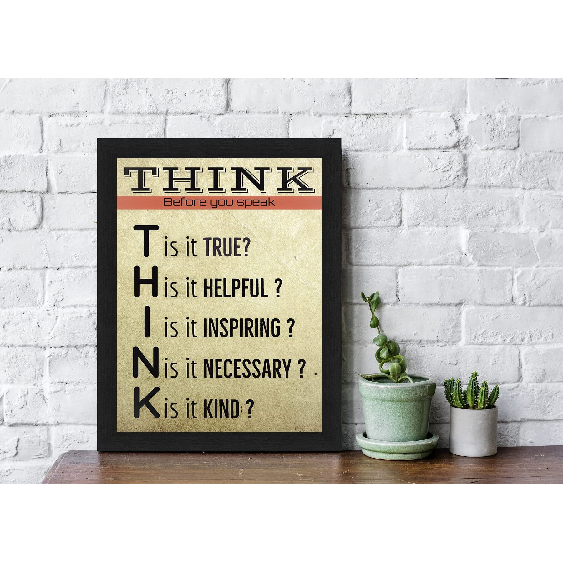 Interio Crafts Think Before You Speak Motivational Frames For Office (Black,Frame Size 13&quotX10" Inches,Material  Synthetic Wood)