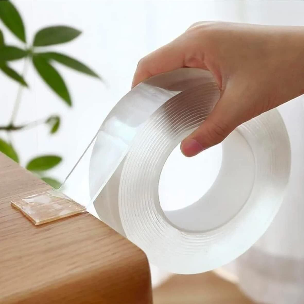 Mobdesk Double Sided Tape Adhesive Heavy Duty Multipurpose Strong Sticky Strip Grip Transparent Silicone Tape Removable Traceless Mounting For Walls Washable Anti-Slip Heat Resistant Multi-Functional