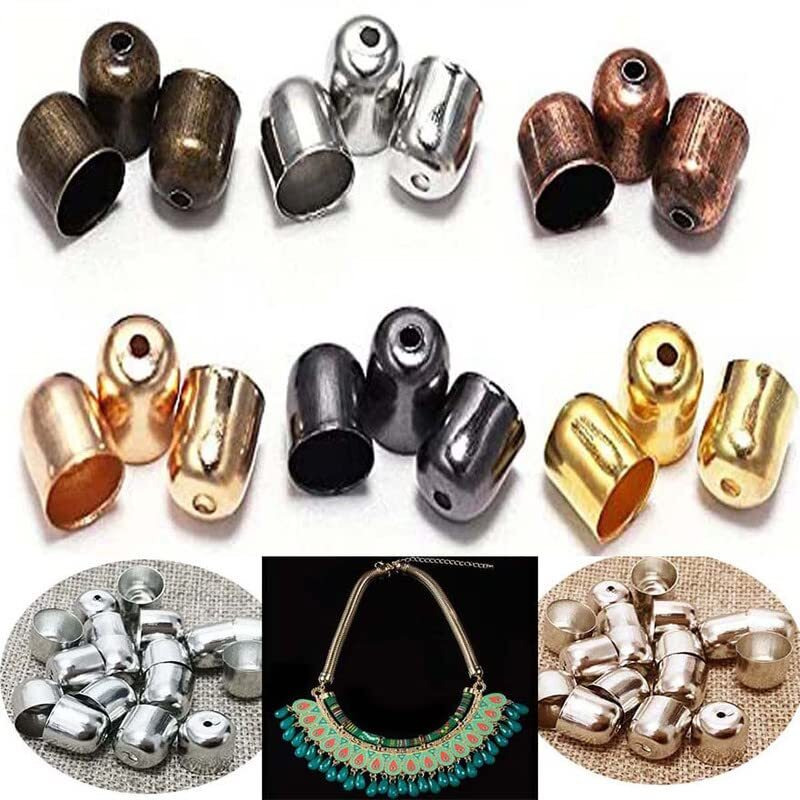 Diy Crafts 350 Pcs, Antique Black, Tassel Leather Cords Buckle End Tip Cap 4-12Mm Suede Fiber Crimps End Beads Caps Metal Cord End Cap For Jewelry Making Supplies Diy (Mult (350 Pcs, Antique Black)