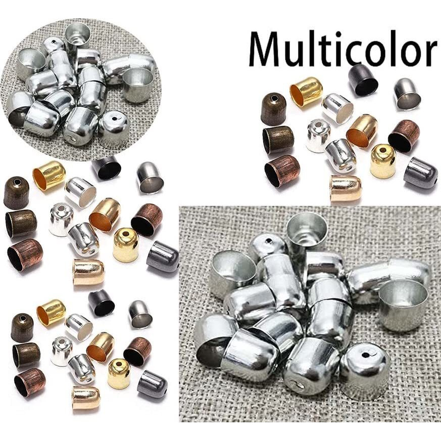 Diy Crafts 350 Pcs, Antique Black, Tassel Leather Cords Buckle End Tip Cap 4-12Mm Suede Fiber Crimps End Beads Caps Metal Cord End Cap For Jewelry Making Supplies Diy (Mult (350 Pcs, Antique Black)