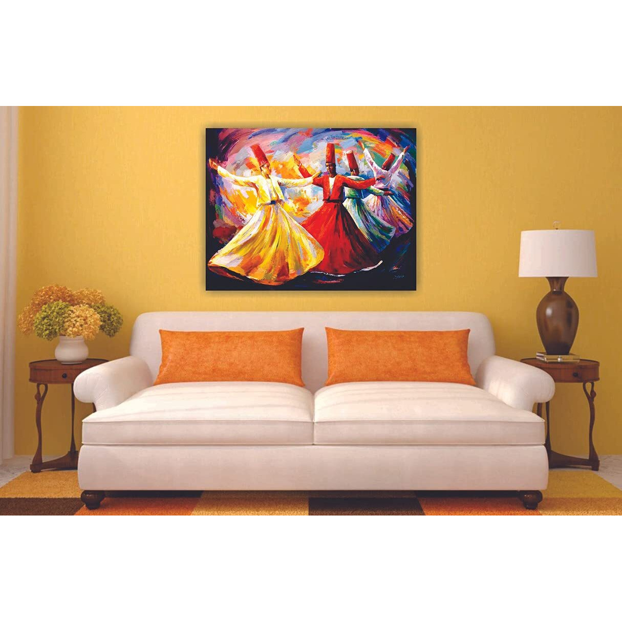 Pixelartz Sufi Dance Unframed Canvas Painting For Living Room, Bedroom And Office Wall Decoration Home Decor (35X25 Inches, Large)
