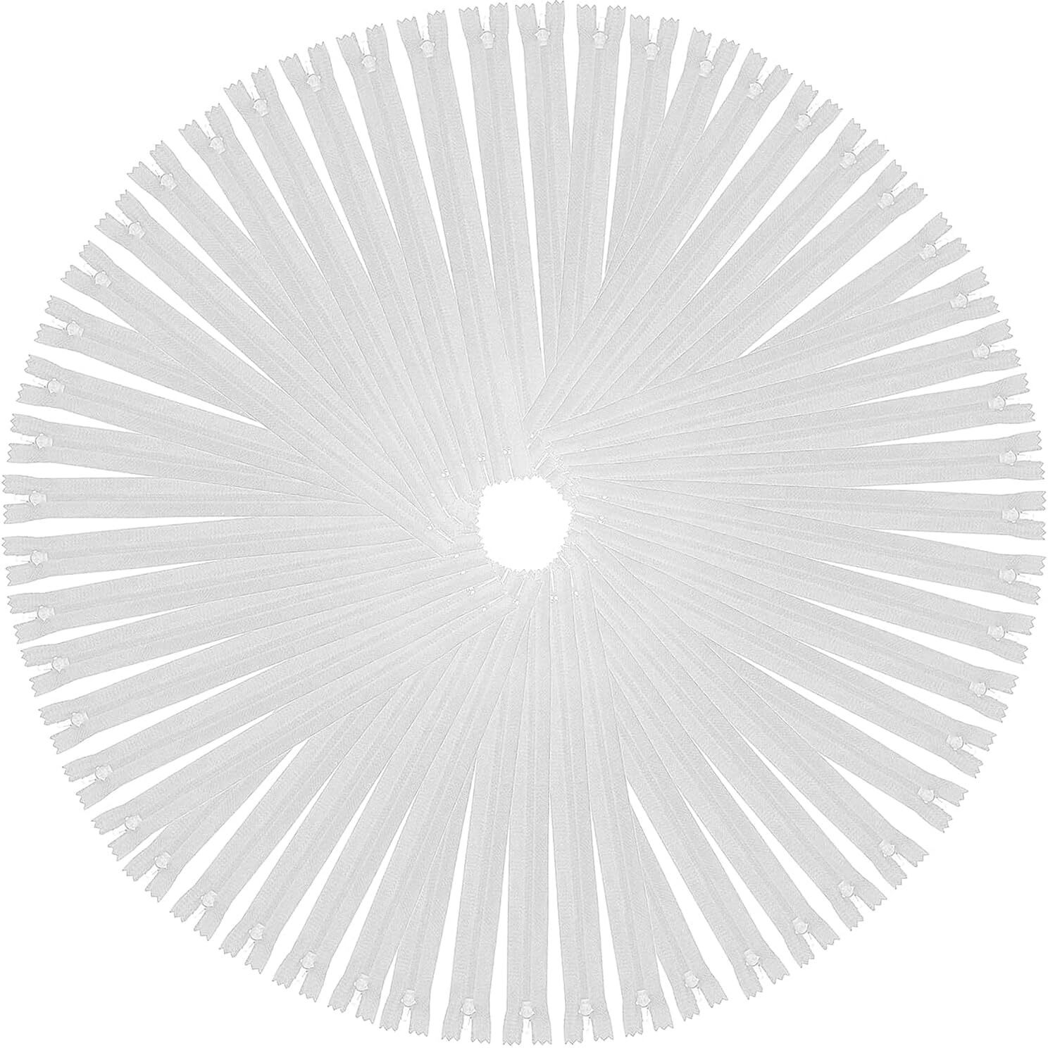 Aakriti Invisible Nylon Zippers For Sewing, Zipper Supplies Nylon Concealed Invisible Hidden Zipper For Boutique High Fashion Export Garment Dressmaking (White, 14 Inch, 24 Pcs)