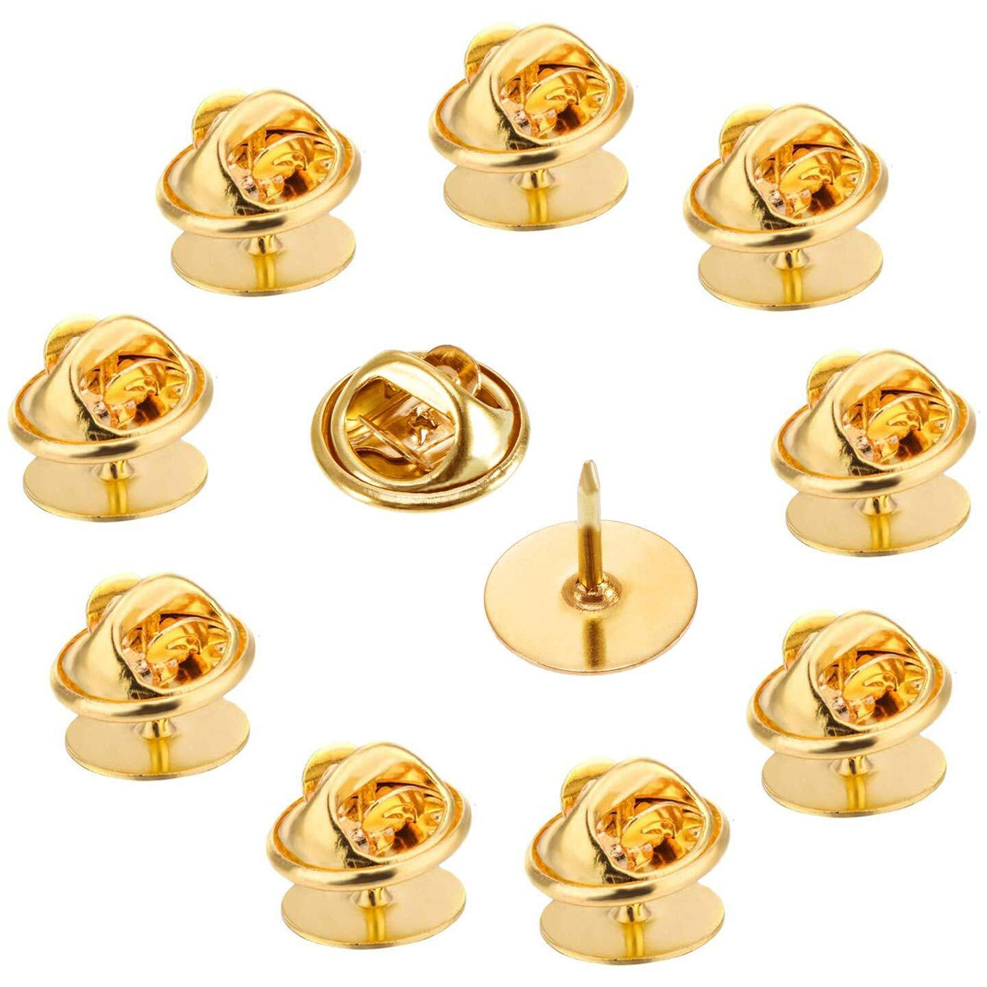 Diy Crafts Butterfly Clutch With 10Mm Blank Pins, Gold Tie Tacks Blank Pins With Clutch Back For Craft Making, Badge Insignia, Citation Bars, Service Bars, Toy Pins And Jewelry Making Set- (25)