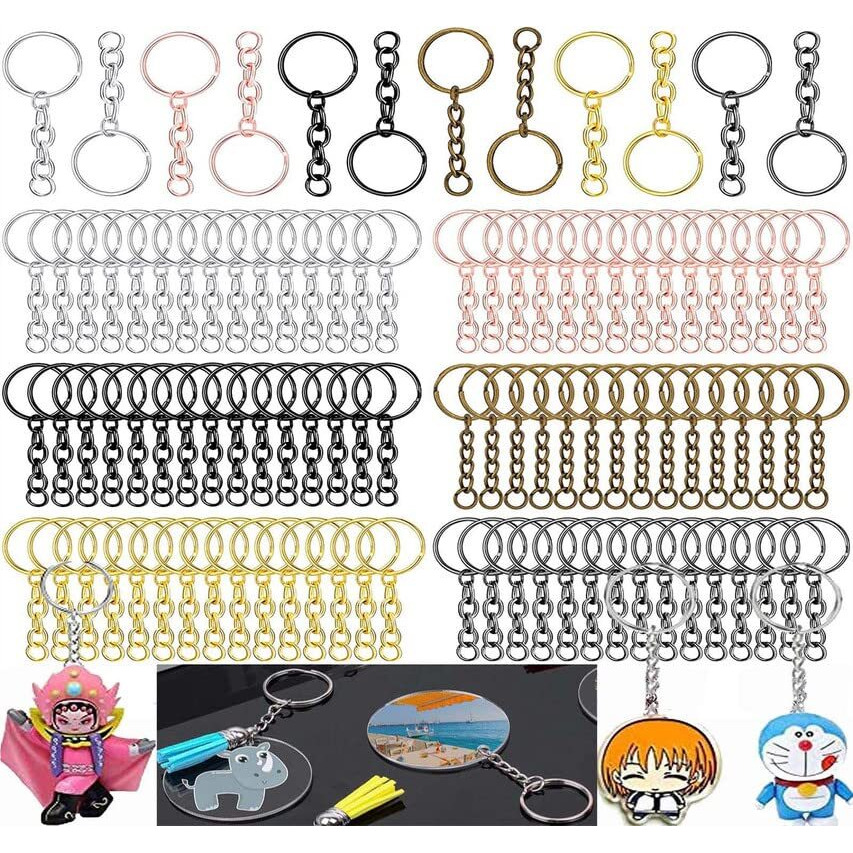 Diy Crafts 10X Keychain Chain Jump Ring, Antique Gold, D Hook Type Swivel Clasps Lobster Set, Metal Lanyard Snap Lobster Claw Clasps Rings Jump R (10X Keychain Chain Jump Ring, Antique Gold)
