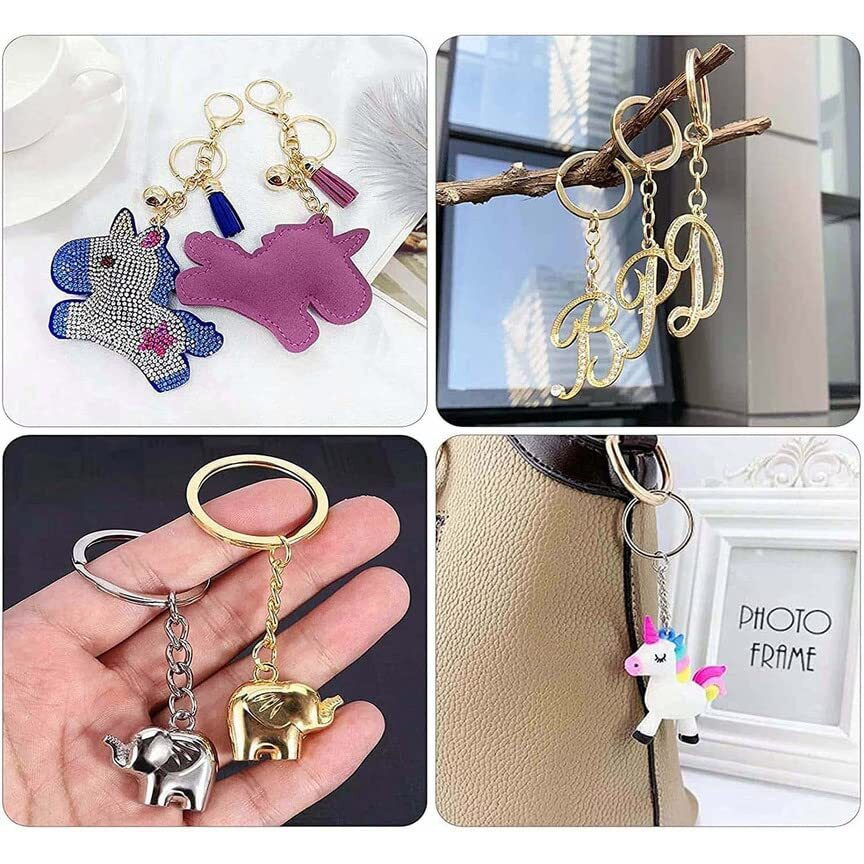 Diy Crafts 10X Keychain Chain Jump Ring, Antique Gold, D Hook Type Swivel Clasps Lobster Set, Metal Lanyard Snap Lobster Claw Clasps Rings Jump R (10X Keychain Chain Jump Ring, Antique Gold)