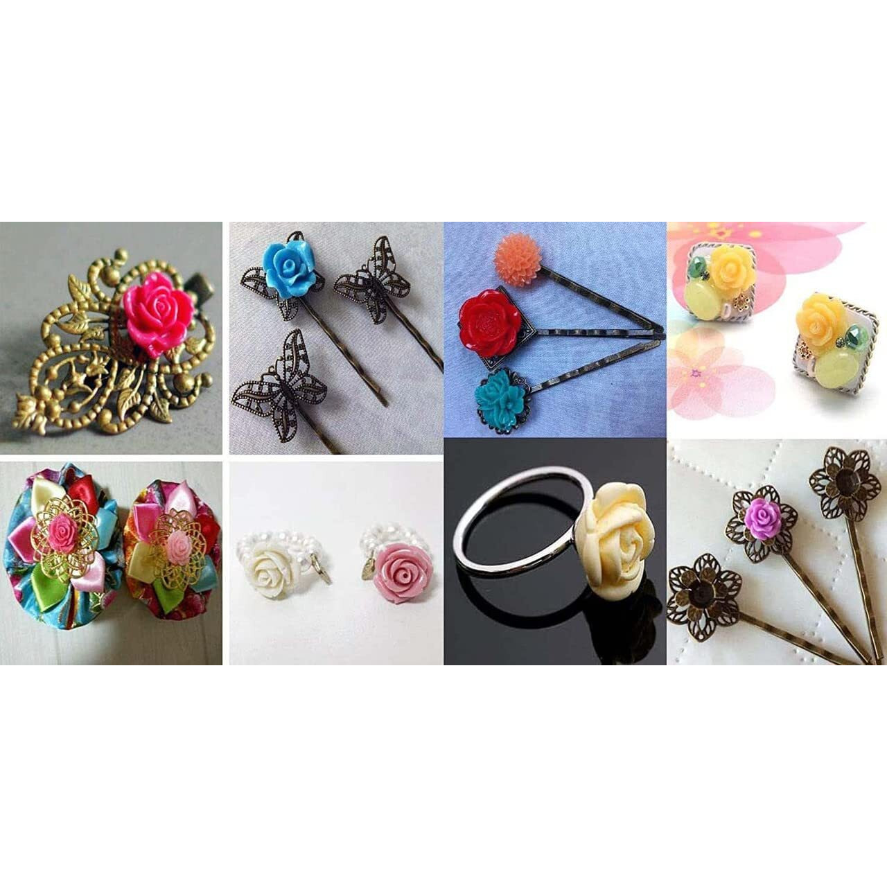 Diy Crafts 80, Mixed Color Sizes, As Image Resin Rose Flower Flat Back Cabochons Mixed Random Undrilled Opaque Random Mixed Colors For Scra (80, Mixed Color Sizes)