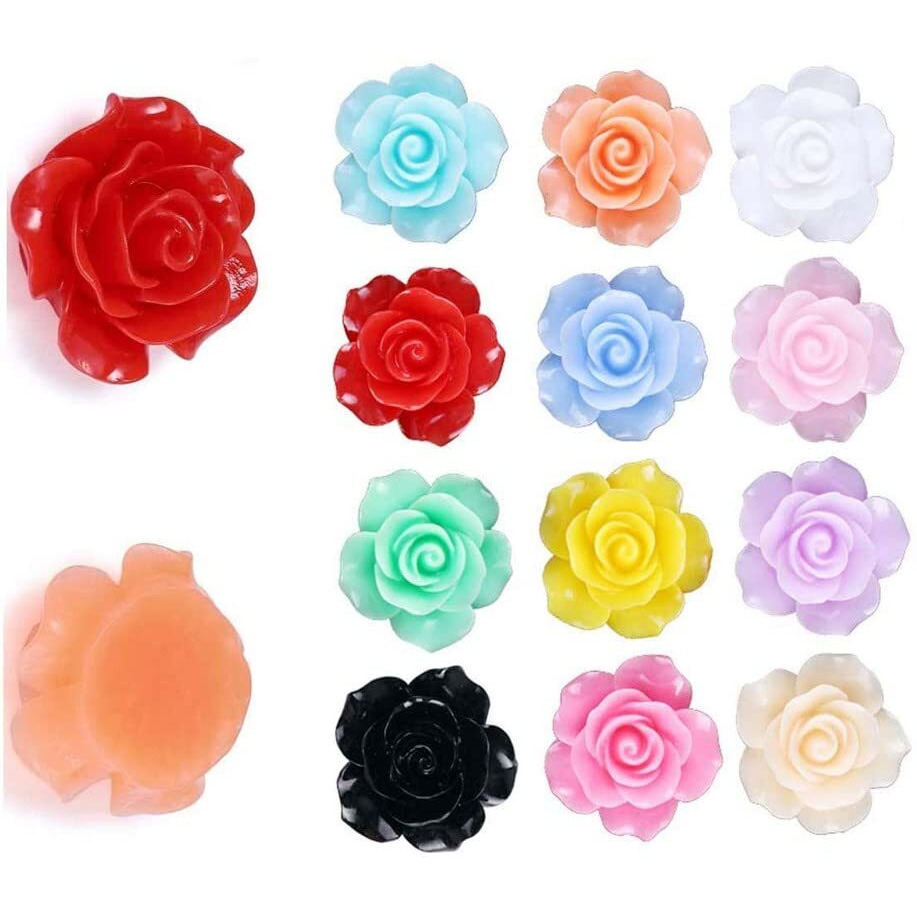 Diy Crafts 80, Mixed Color Sizes, As Image Resin Rose Flower Flat Back Cabochons Mixed Random Undrilled Opaque Random Mixed Colors For Scra (80, Mixed Color Sizes)