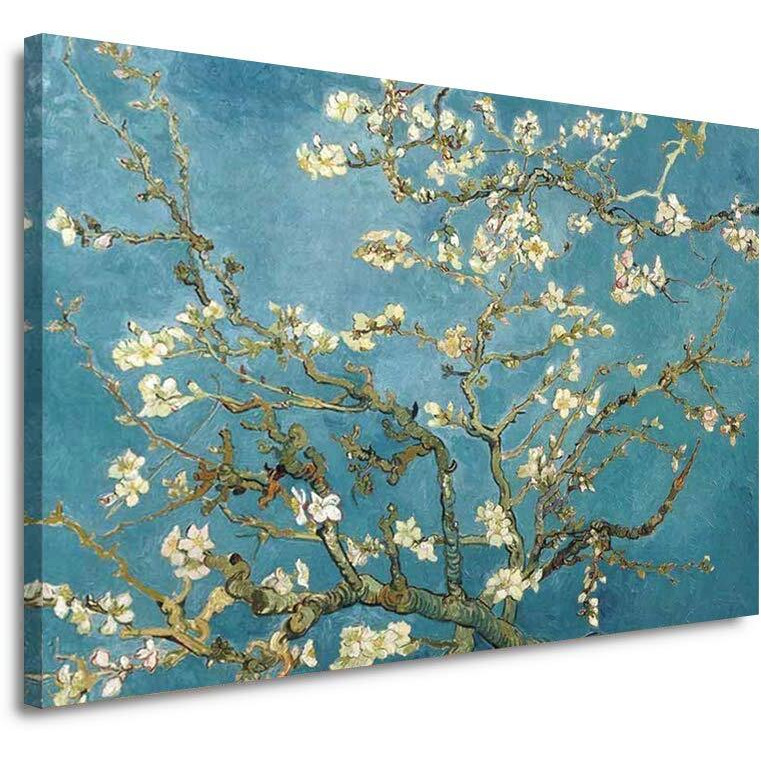 Printelligent Almond Blossoms Paintings By Vincent Van Gogh Unframed Digital Art Print On Photographic Paper (18 X 24 Inches, Blue)