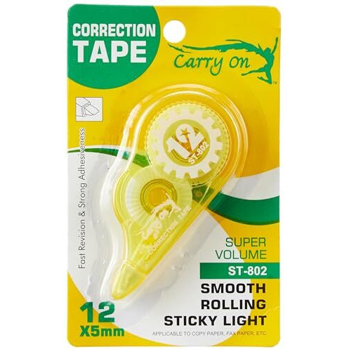 Eclet Correction Tape - Pack Of 1Pcs Correction Tape 12 Meter X 5 Mm, For Journal, Correction Pen, Whitener For Correction, Stationary Items, Correction Pen Tape (Any 1 Random Color Sent) E