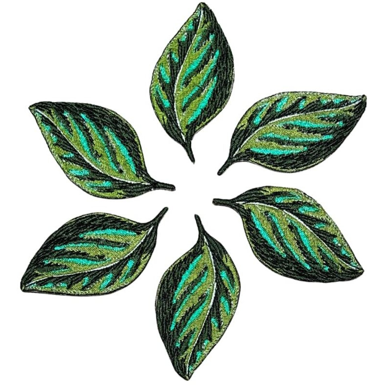Garaan - Machine Embroidered Applique, Embroidery Patch, Sew On Patches, Diy Projects, Chokeberry Leaf 1 (Pack Of 6)
