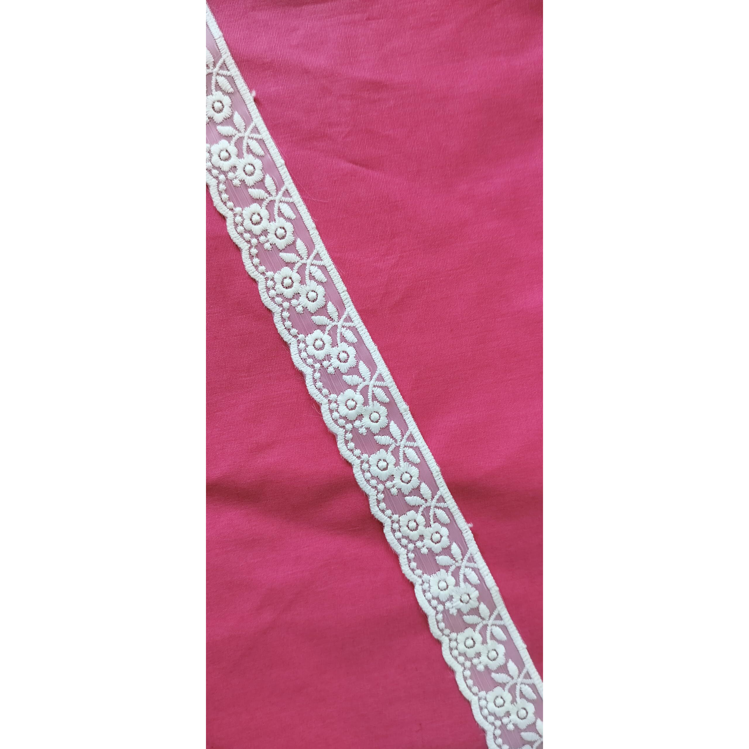 Sync White Net Lace And Border Material For Latkan Floral Flower Hanging Jhallar Tassel Embroidered Laces Applique Fabric Lace Sewing Supplies Cotton Work Lace 9 Metre