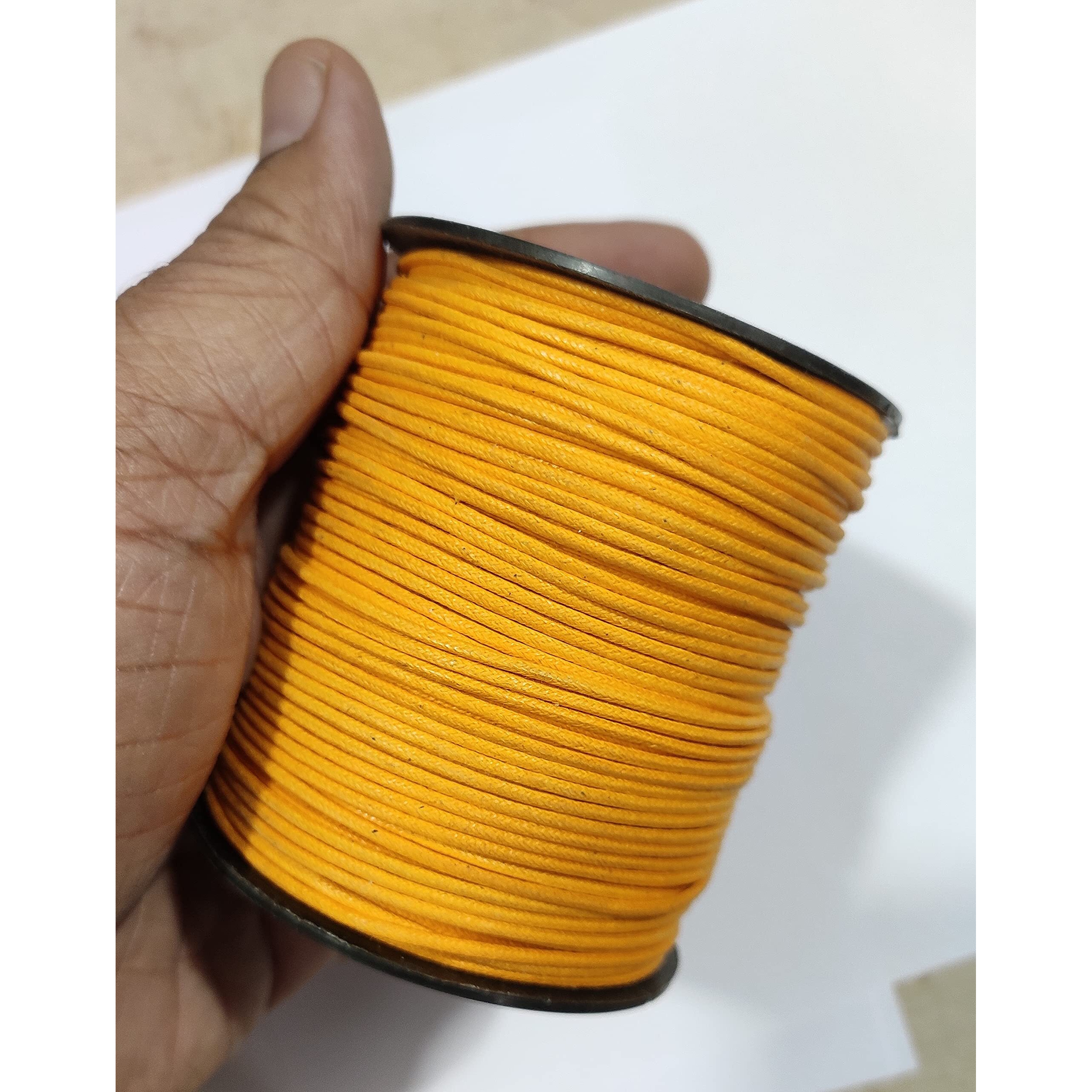 Omx 100 Mt Roll Wax Cotton Cord For Diy Jewellery Making, Beading, Art And Craft Work And Handicrafts(1.5 Mm, Turmeric Yellow Gold)