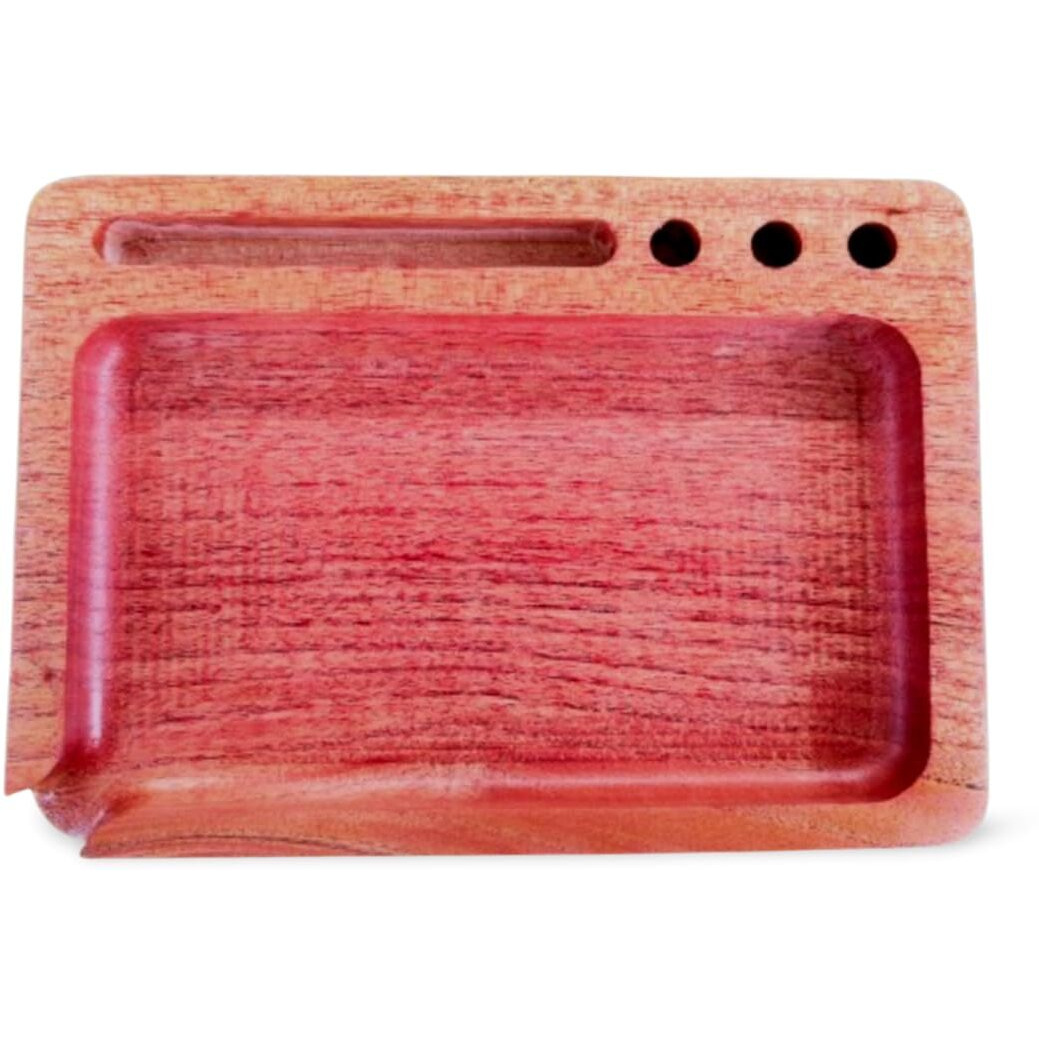 Premium Solid Wood Rolling Tray - 7" X 5" | Portable Tobacco Crushing & Cleaning Tray With Rolling Paper Slot, Cigarette Holder, And Easy-Clean Design