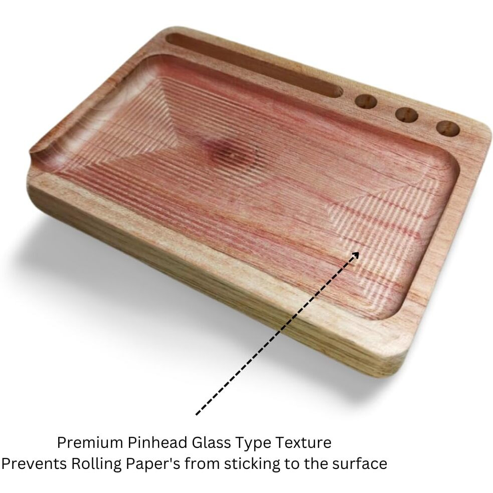 Premium Solid Wood Rolling Tray - 7" X 5" | Portable Tobacco Crushing & Cleaning Tray With Rolling Paper Slot, Cigarette Holder, And Easy-Clean Design