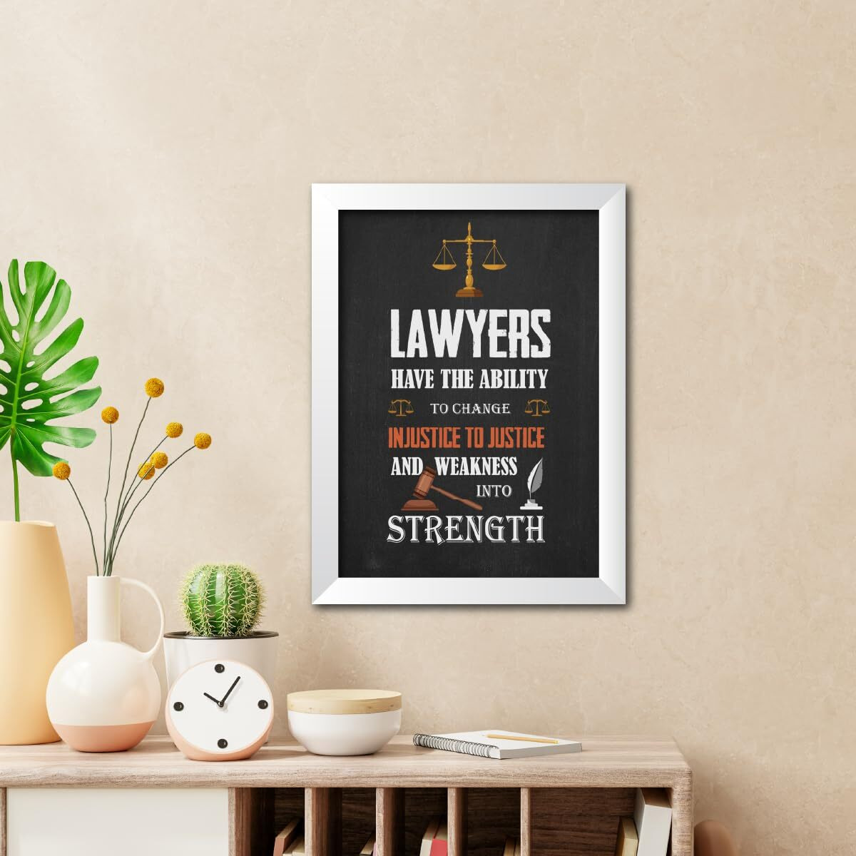 Tenorarts Law Poster Lawyer Quote Photo Framed Painting For Advocate Office Decoration Wall Frames With White Color Matt Finish Texture (12 Inches X 9Inches)