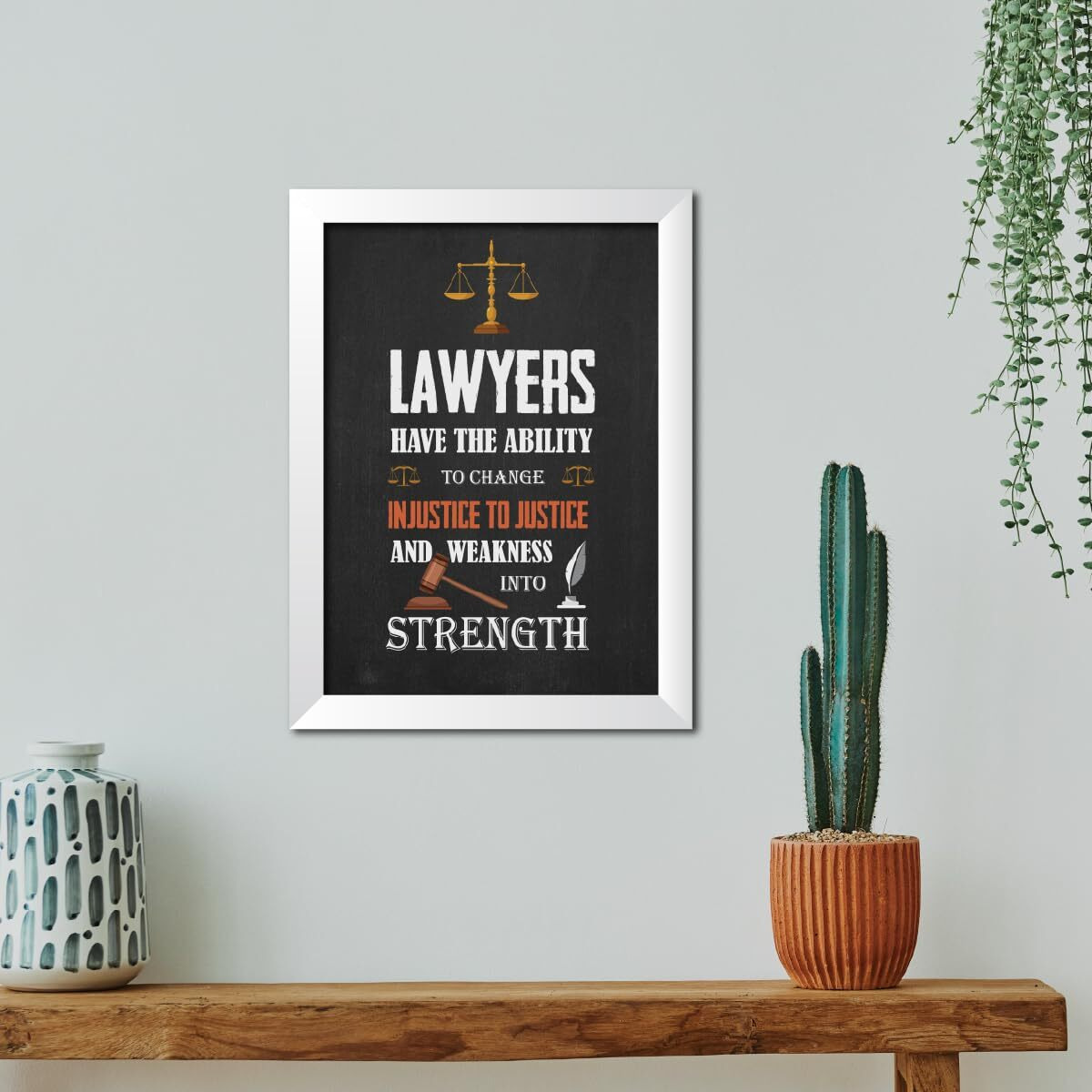 Tenorarts Law Poster Lawyer Quote Photo Framed Painting For Advocate Office Decoration Wall Frames With White Color Matt Finish Texture (12 Inches X 9Inches)