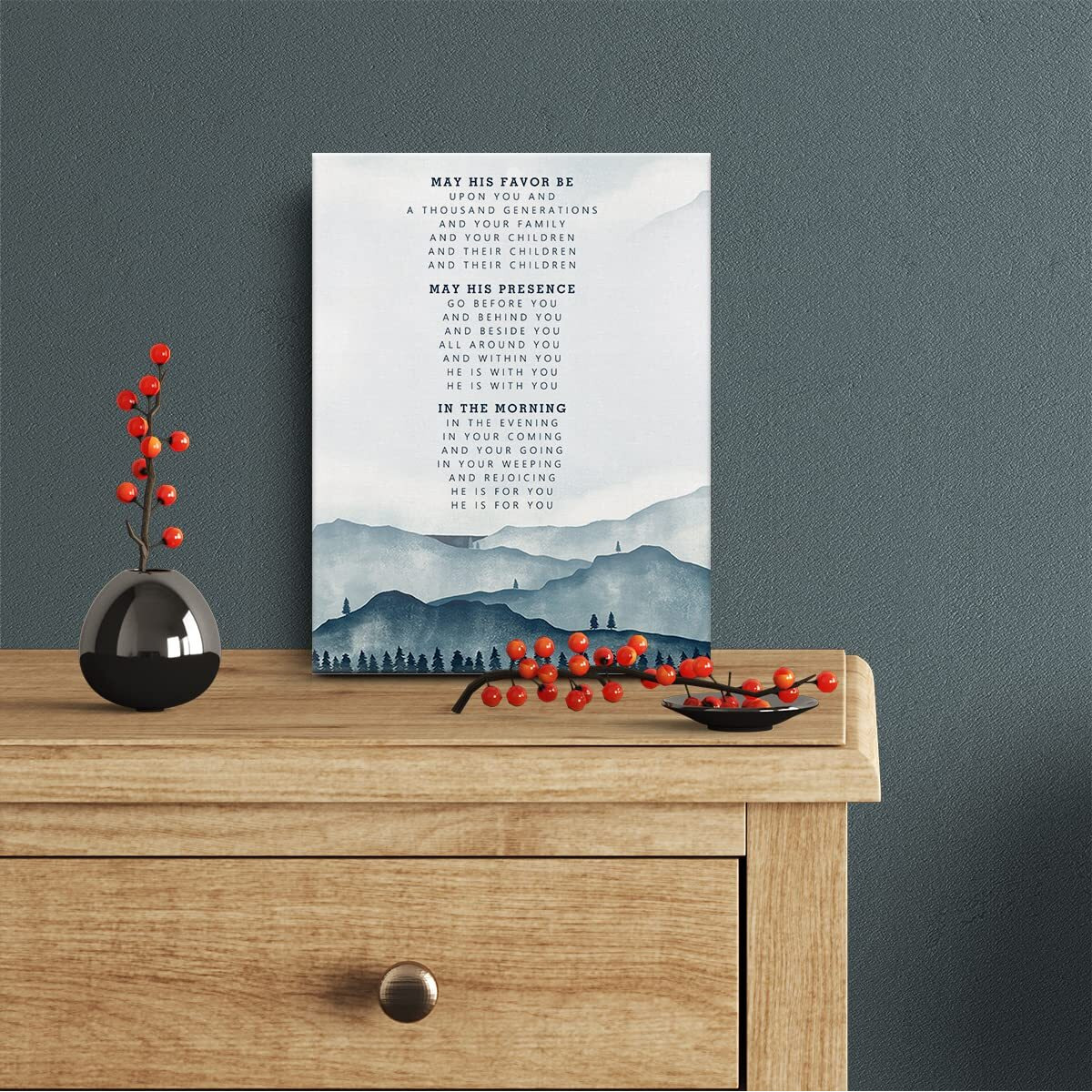 Christian Canvas Print Decor May His Favor Be Upon You And A Thousand Wall Painting Posters Watercolors Artwork Home Office Decoration 12X15 (Framed)