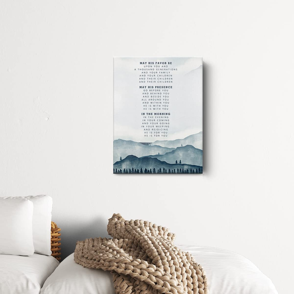 Christian Canvas Print Decor May His Favor Be Upon You And A Thousand Wall Painting Posters Watercolors Artwork Home Office Decoration 12X15 (Framed)