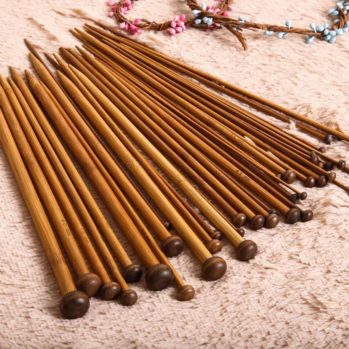 Maharsh 36 Pcs 18 Size Wood Knitting Needle Set 25Cm Or 35 Cm Small To Large 2-10Mm, Sturdy Round Blunt Yarn Knitting Needles Tool Kit