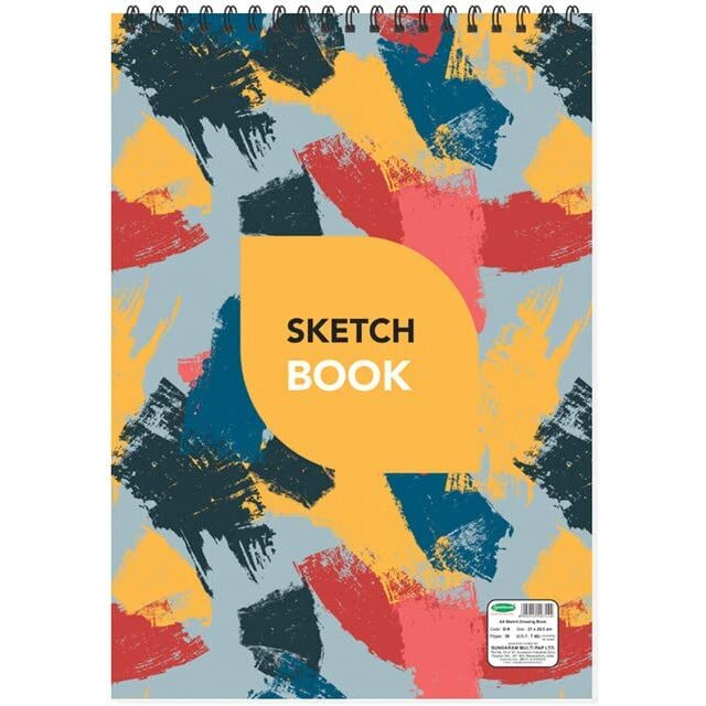 Sundaram A4 Sketch Book Spiral Bound, 36 Pages, [18 Sheets ] 29.5 X 21 Cm Plain [Pack Of 3 ]