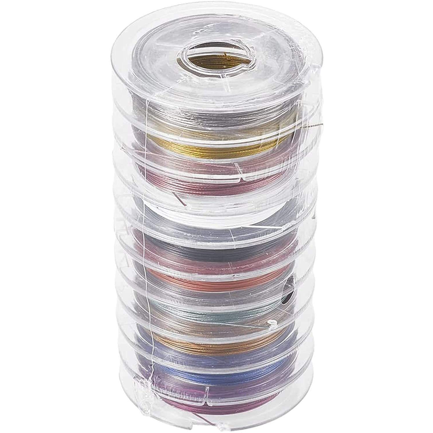 Diy Crafts Rolls 0.38 Mm Diameter 148-164 Ft Tiger Tail Beading Wires Bright Bead Stringing Wires Stainless Steel / Multi Color Shade No  1 (1 Roll Shade 1, Tiger Tail Wire)