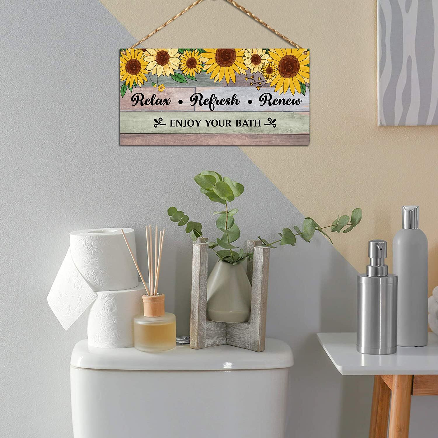 Chaka Chaundh Bathroom Wall Plaque - Set Of 3 Vintage Wood Framed Posters With Quotes, Etiquette And Rules