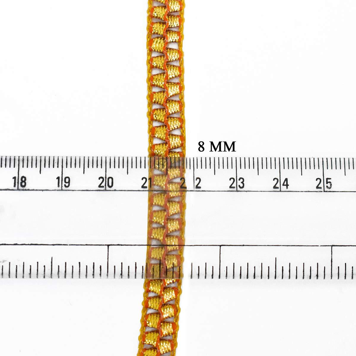 Embroiderymaterial Crinkled Gota Lace Trim Borders For Embellishment, Craft And Decoration 1 Roll (Golden, 8Mm, 17 Meters)