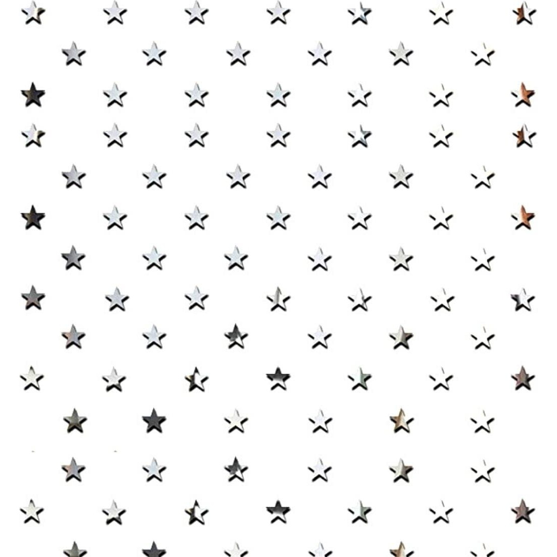 Meraki Mart Silver Star Wall Stickers Non Glass 3D Acrylic Mirror Diy Decor Self Adhesive Tiles Wall Decor Art For Home, Bedroom, Office, Garden And Washroom (Silver, 100 Pcs, Size 5X5 Cm)