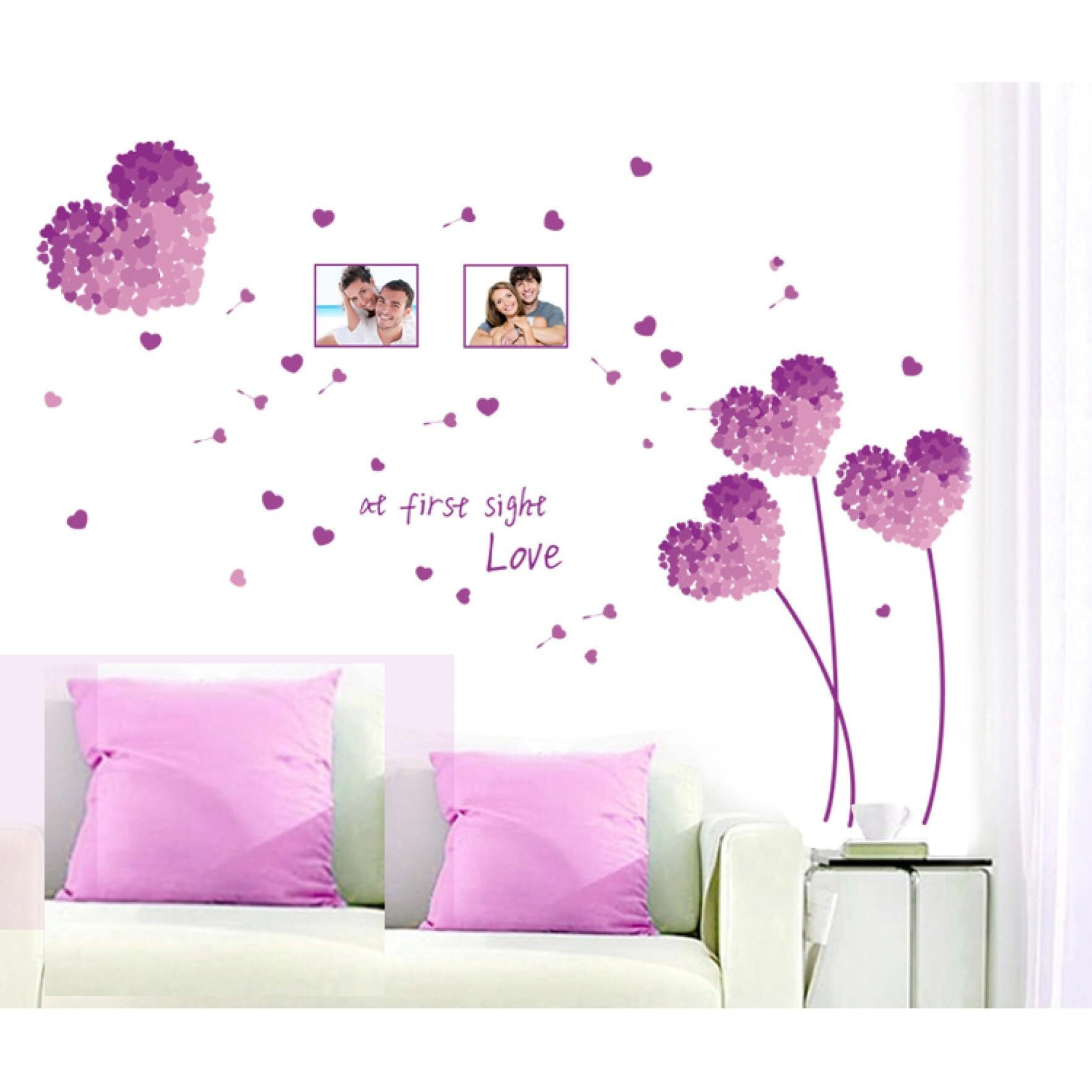 Indian Royals Purple Color Heart And Love At First Sight Quote Kids Self Adhesive Peel And Stick Home Dcor And Wall Decor Wall Sticker (50Cm X 70Cm)