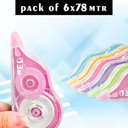 Glun Multipurpose 78 Meter White Strip Error Correction Tape With Front Cap For Office, School, Project, Assignment Pack Of 1