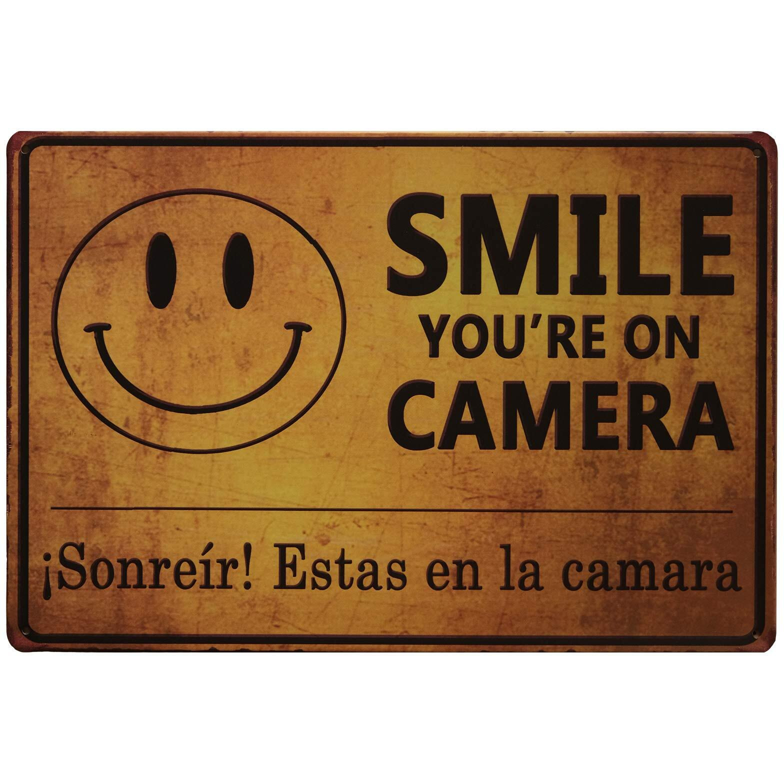 Store2508 Vintage Metal Tin Sign Poster  Cctv Sign Smile You Are On Camera 30X20 Cm