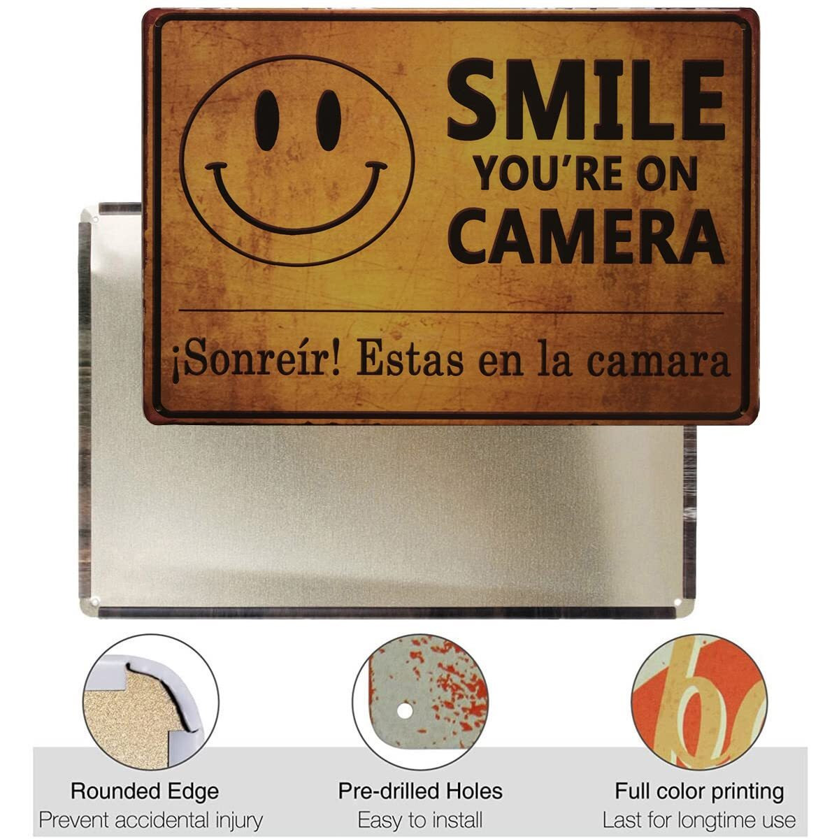 Store2508 Vintage Metal Tin Sign Poster  Cctv Sign Smile You Are On Camera 30X20 Cm
