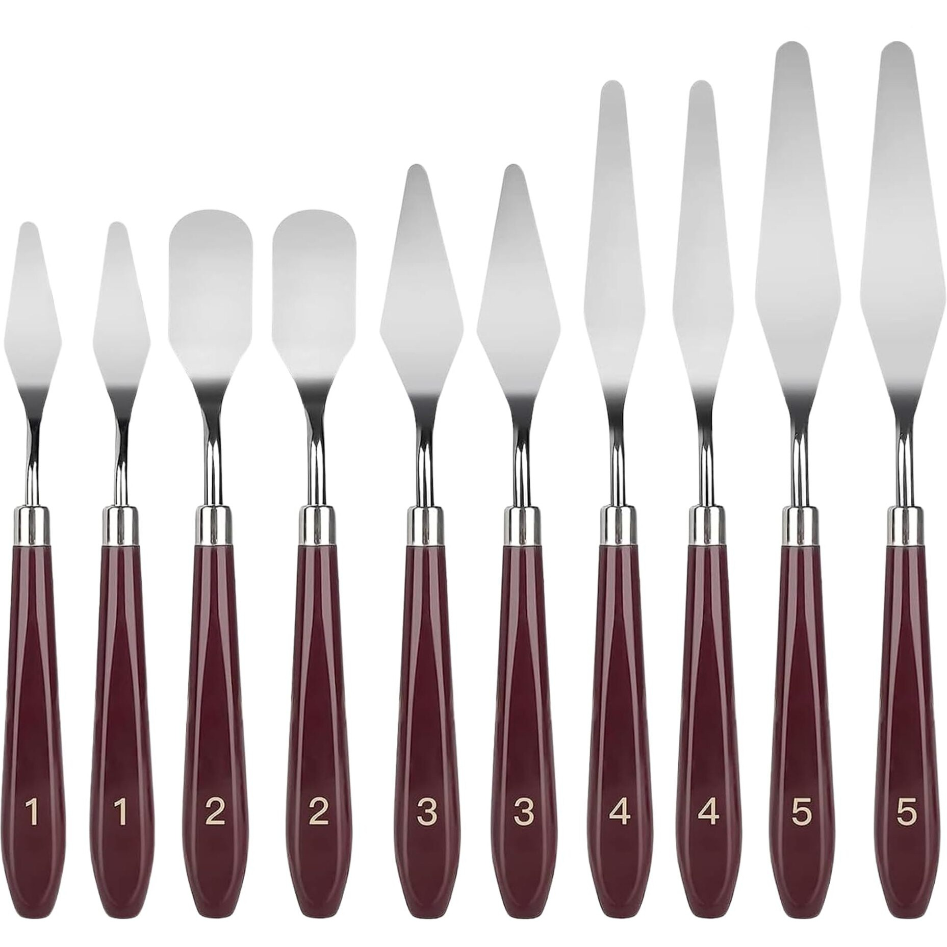 Lakeer Palette Knife Set - 10 Pcs Stainless Steel With Wooden Handle, Ideal For Acrylic, Oil Painting, And Mixed Media Art