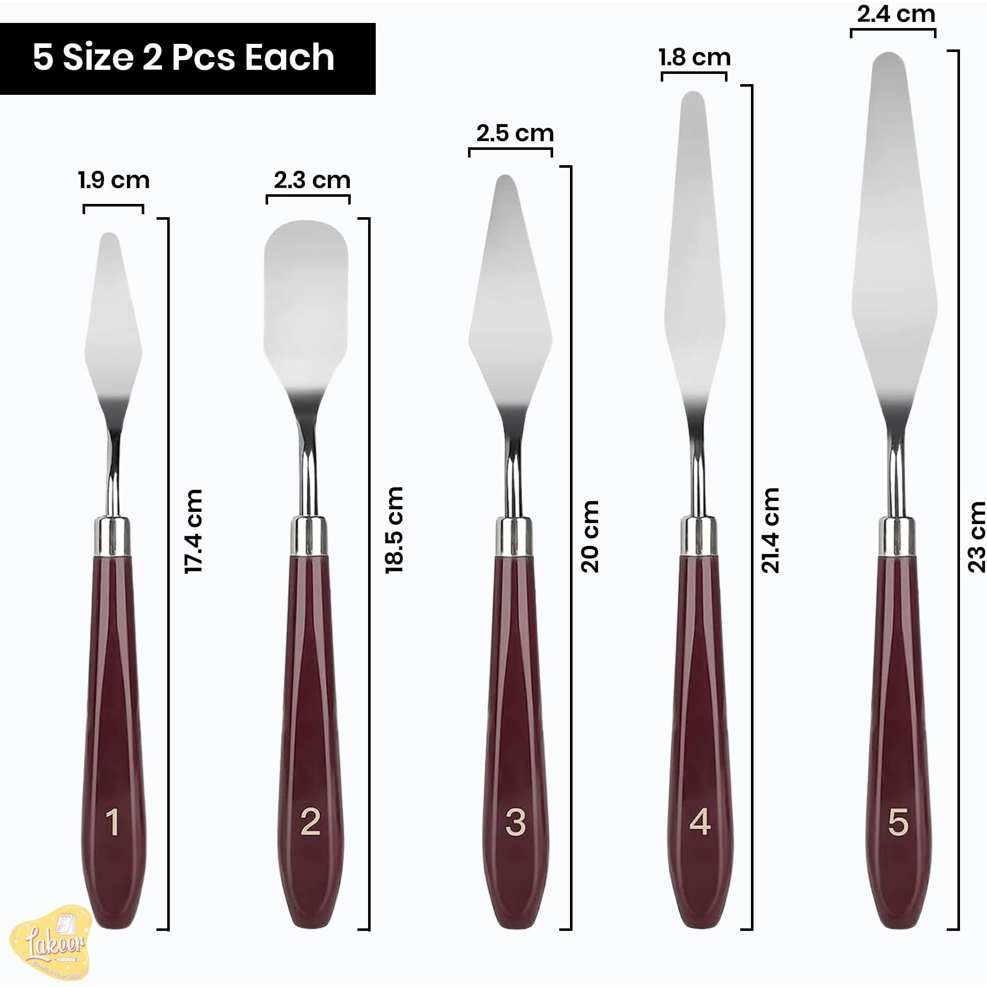 Lakeer Palette Knife Set - 10 Pcs Stainless Steel With Wooden Handle, Ideal For Acrylic, Oil Painting, And Mixed Media Art