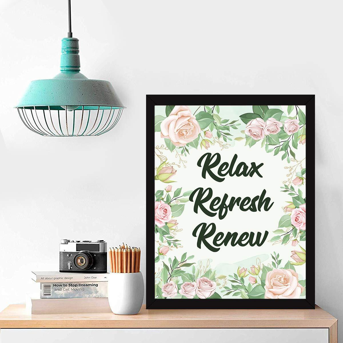 Chaka Chaundh Acrylic Bathroom Poster With Frame - Washroom Quotes Wall Hanging - Toilet Quotes Framed Posters (14 X 11 Inches)