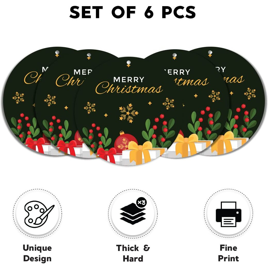 Festiko Christmas Gift Tags, Christmas Theme Gift Tags,Xmas Gift Tags Hanging Label For Diy Christmas Gift Wrap And Label Package Pack Of 6 Pcs (Multicolor)