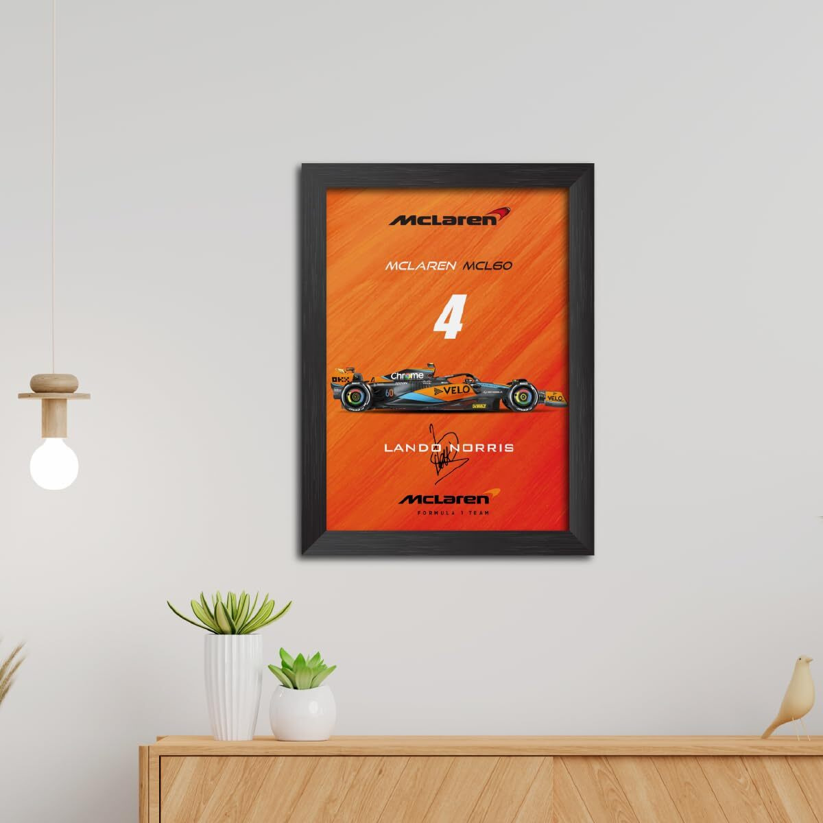 Tenorarts Lando Norris Poster Frame Mclaren Mcl60 F1 Racing Car Formula One Photo Framed Painting With Matt Finish Black Texture (12 Inches X 9Inches)