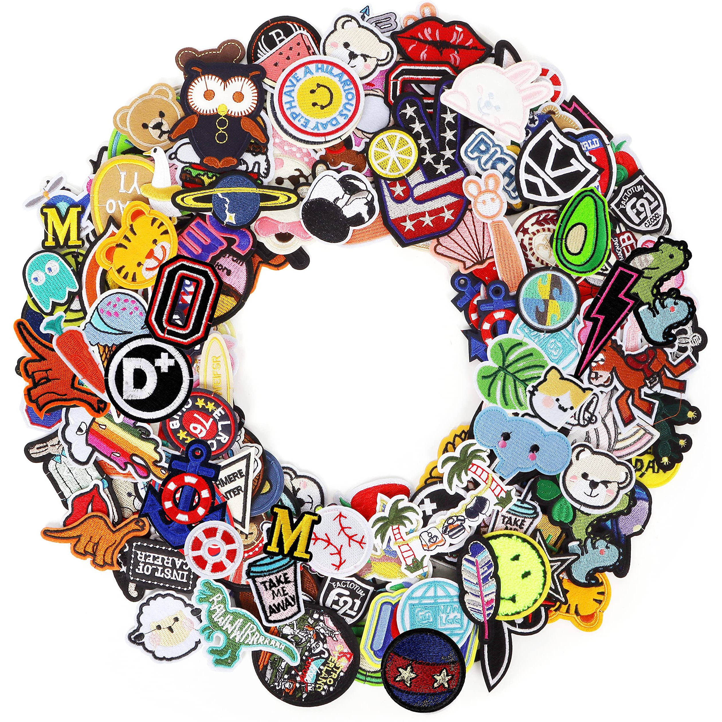 Embroidered Applique Iron-On Patches Assorted Kingsow 50Pcs Random Embroidery Patches Sew Iron On Patch For Jackets Clothing
