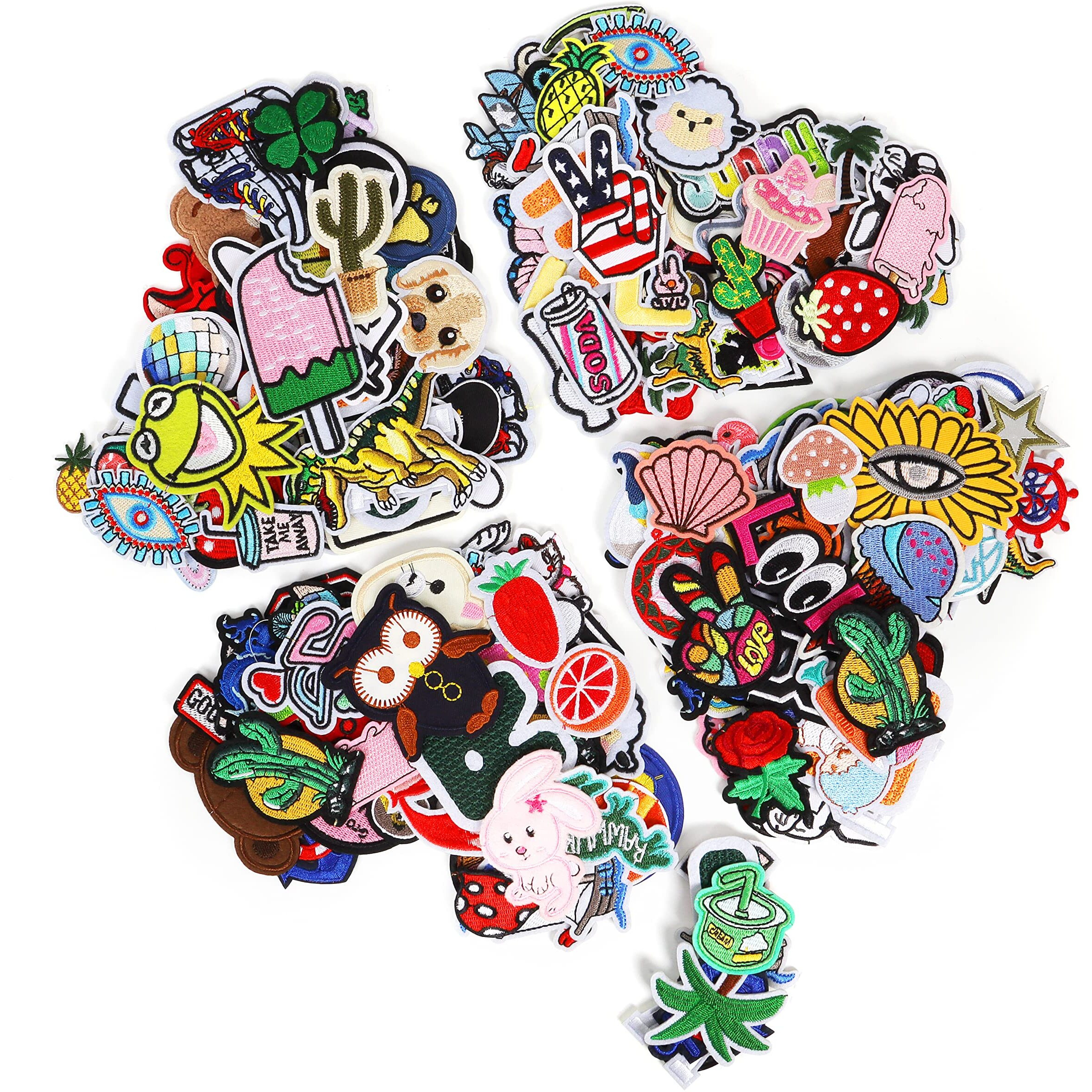 Embroidered Applique Iron-On Patches Assorted Kingsow 50Pcs Random Embroidery Patches Sew Iron On Patch For Jackets Clothing