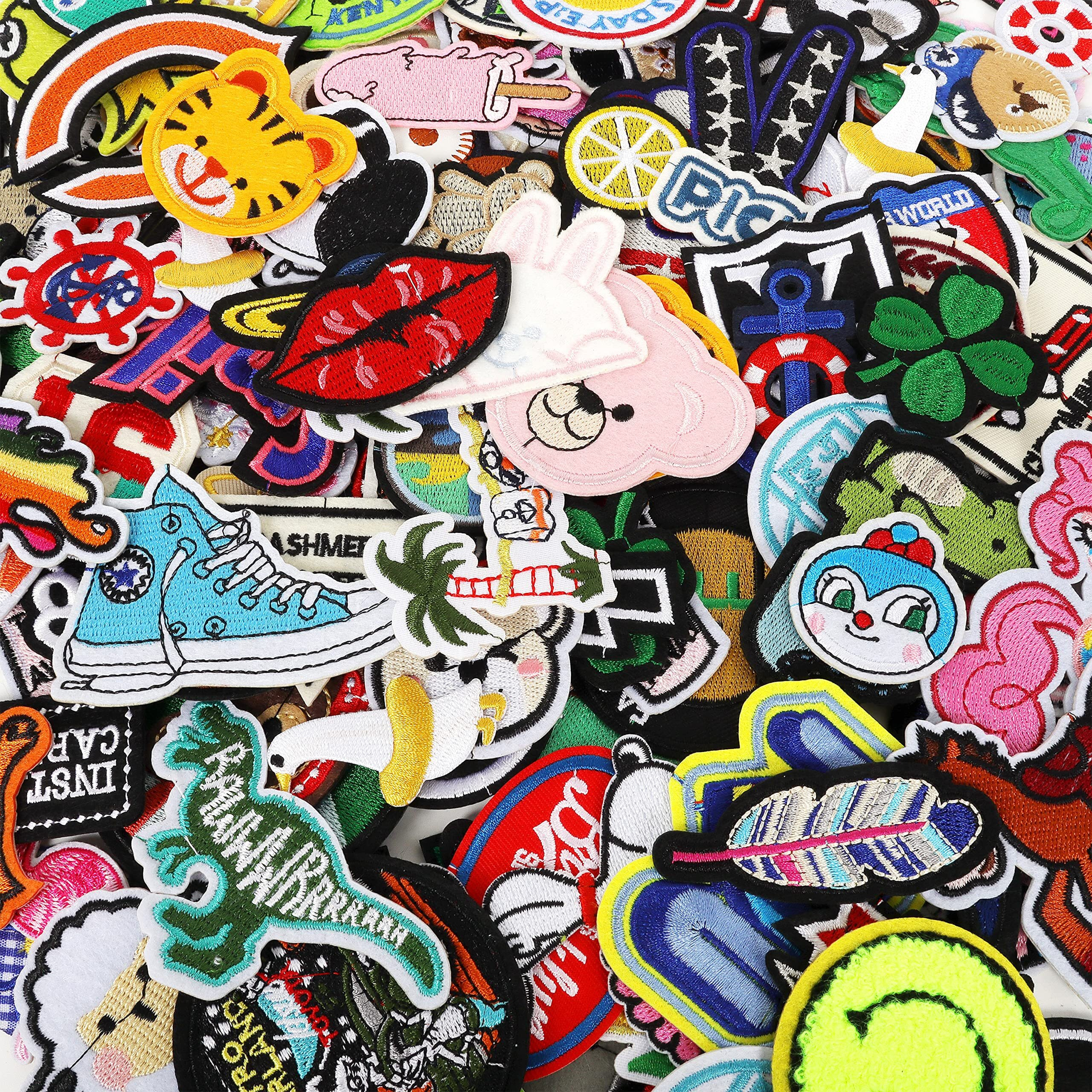 Embroidered Applique Iron-On Patches Assorted Kingsow 50Pcs Random Embroidery Patches Sew Iron On Patch For Jackets Clothing